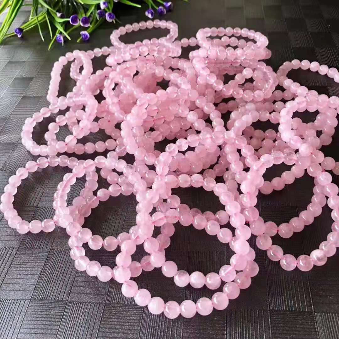 Natural Pink Crystal Bracelet Madagascar Pink Crystal Bracelet Fresh Simple Single Circle Jewelry Live Gift