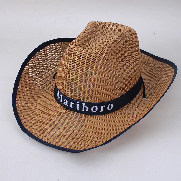 Summer Men's Western Cowboy Hat Sun Hat Farmer Straw Hat Sun Protection Hat Fishing Hat Bucket Hat Marlboro Bowler Hat