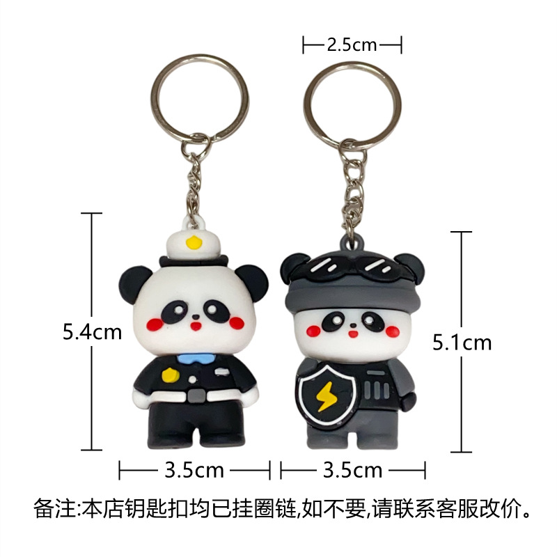 Creative Cute Panda Police Cartoon Key Button Pendant Promotion Boutique Panda Doll Ornaments Small Gift