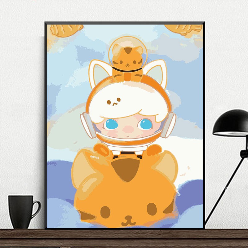 卡通动漫盲盒手办数字油画diy填充手绘填色简约手工油彩挂画