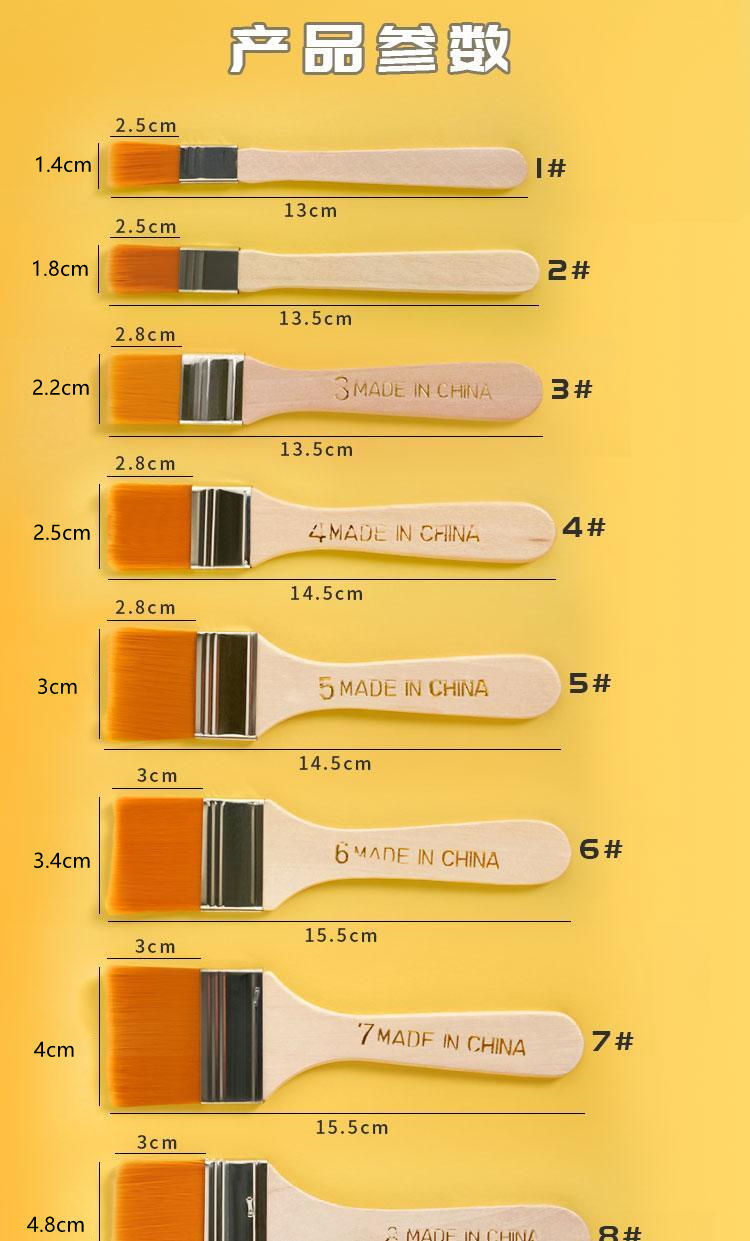 [12把装]尼龙板刷排刷水粉水彩油画刷油漆刷清洁烧烤软毛刷排刷