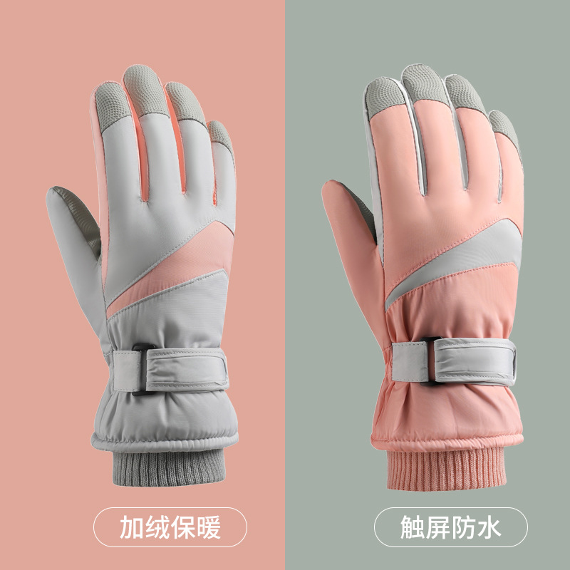 Gloves Winter Men's and Women's Same Fleece-lined Thickened Ski Gloves Windproof Touch Screen Warm-Keeping and Cold-Proof Cycling Gloves Wholesale