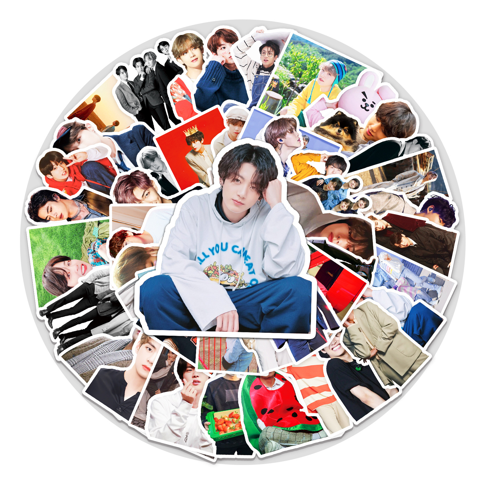 50张bts韩国男团贴纸明星应援周边手账咕卡笔记本手机壳防水装饰