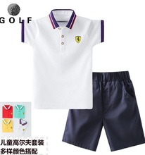 儿童高尔夫服装golf球服男女童套装夏季透气短袖T恤弹力五分中裤