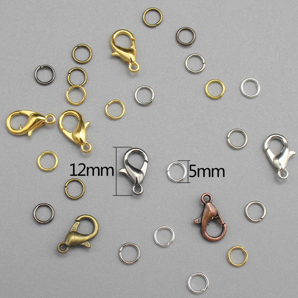 跨境热销 6色金属龙虾扣铁环 diy手链项链合金饰品小配件