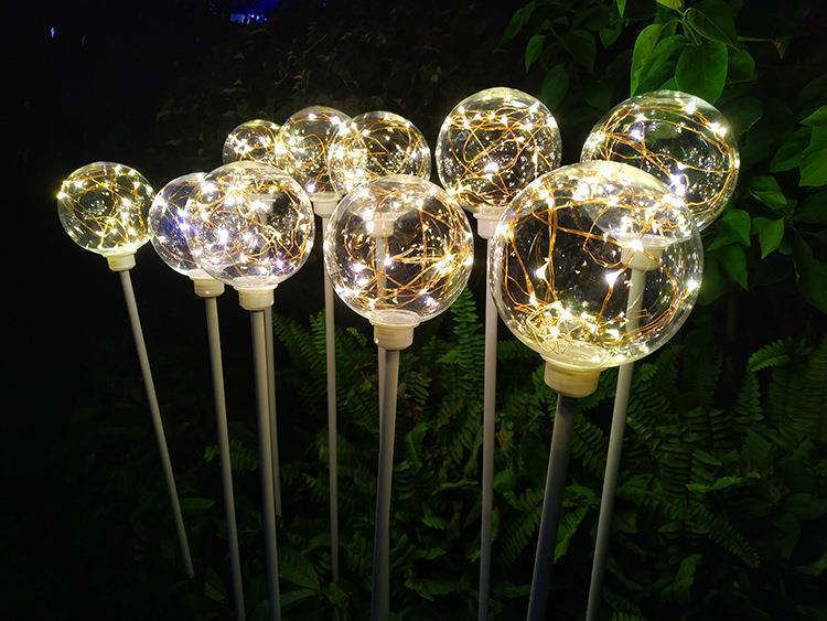 led发光圆球芦苇灯透明圆球铜线灯亮化工程草坪灯户外防水插地灯