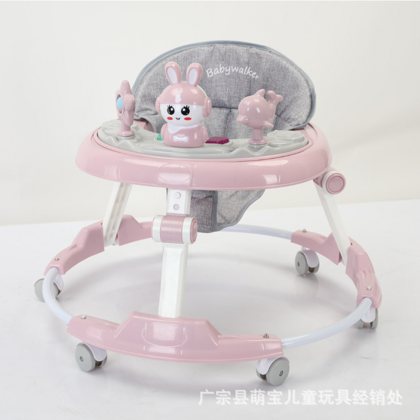 婴儿学步车7档调节防o型腿防侧翻可折叠 6-18月宝宝起步车音乐