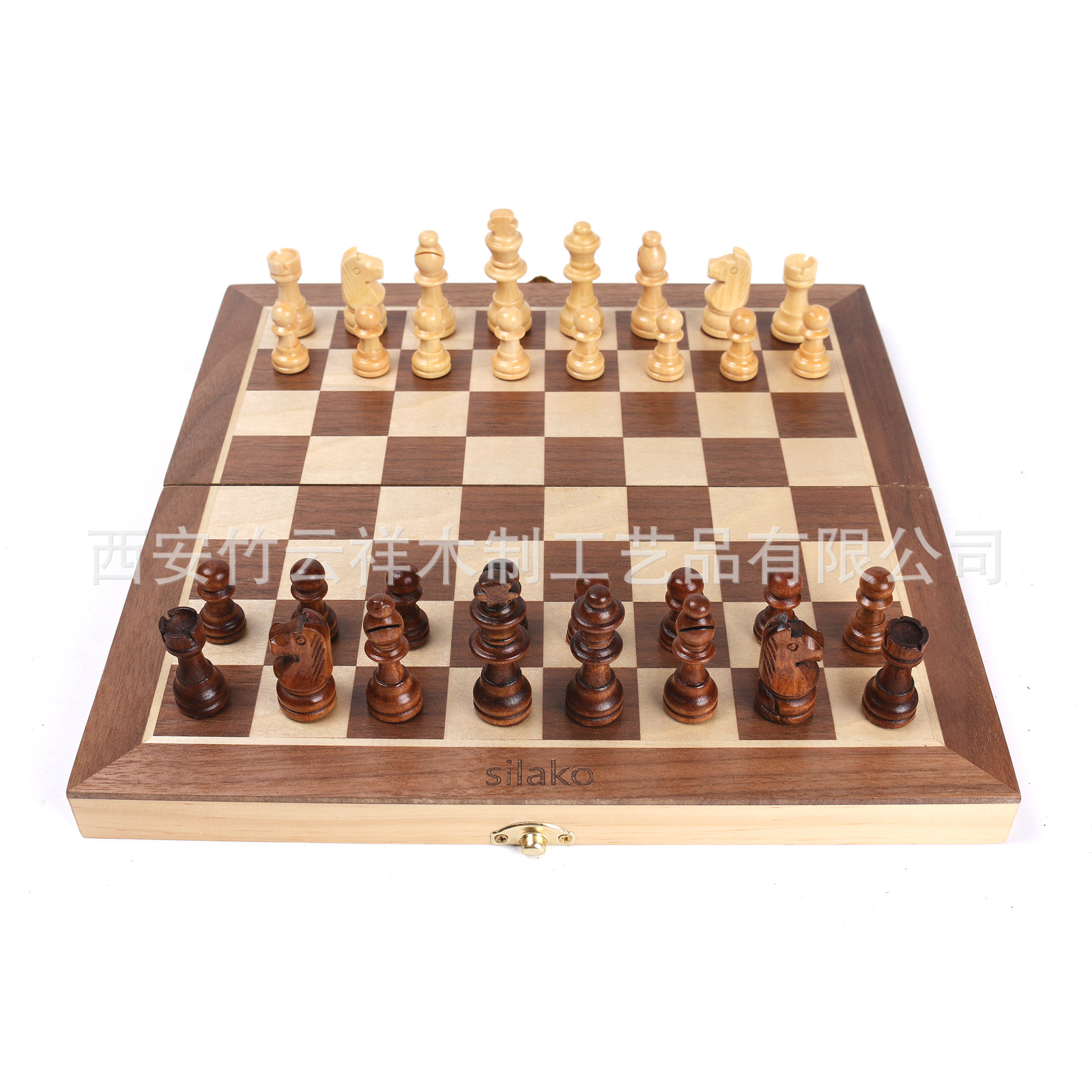 亚马逊爆款女王的棋局后翼弃兵木制国际象棋折叠棋盘益智休闲玩具