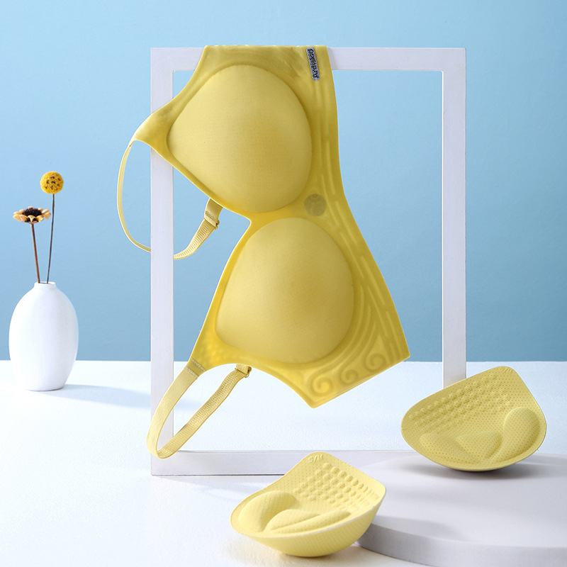 超加厚4cm平胸聚拢无痕蜂窝果冻胶内衣小胸显大杯无钢圈女士文胸