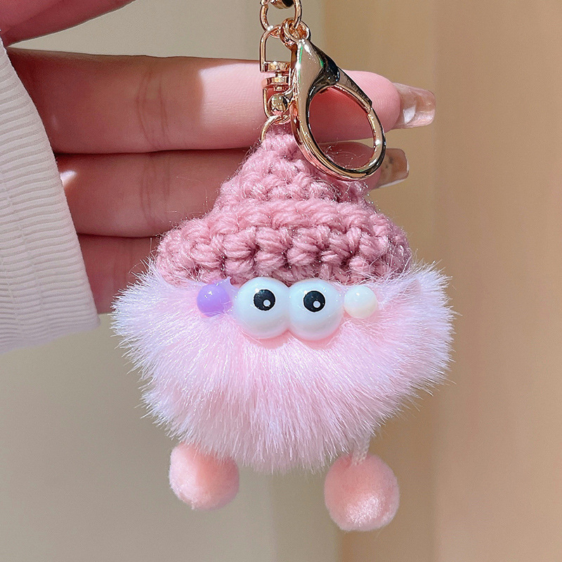 Plush Good Things Happen Cute Briquette Imitation Lazy Rabbit Fur Keychain Car Small Gift Prize Claw Handbag Pendant
