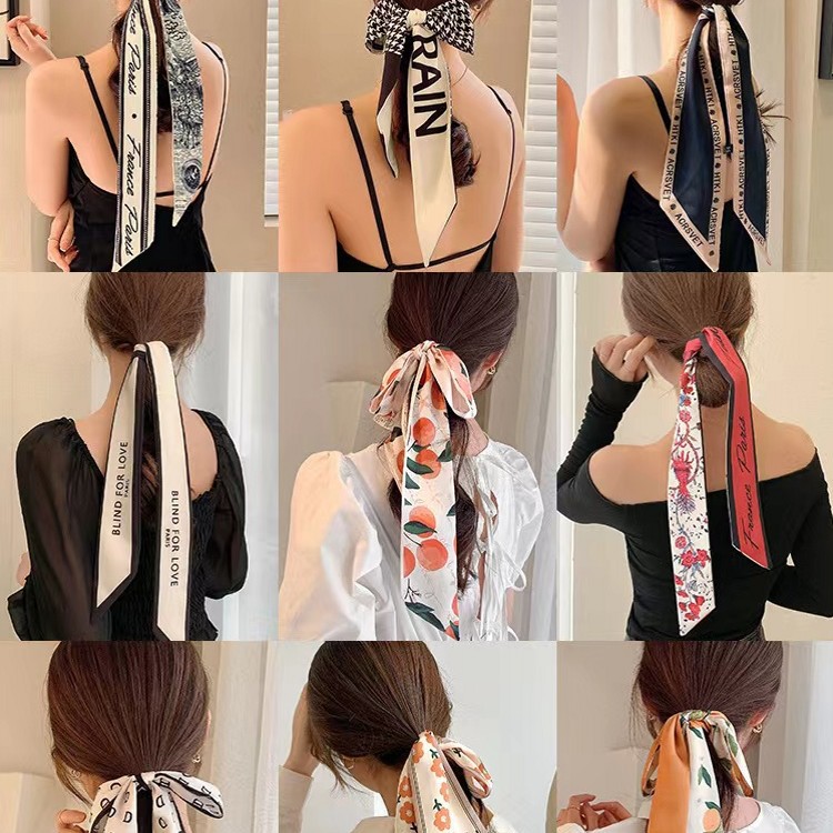 新款长条丝巾超仙法式飘带扎头发丝带绑发优雅气质蝴蝶结发带头饰
