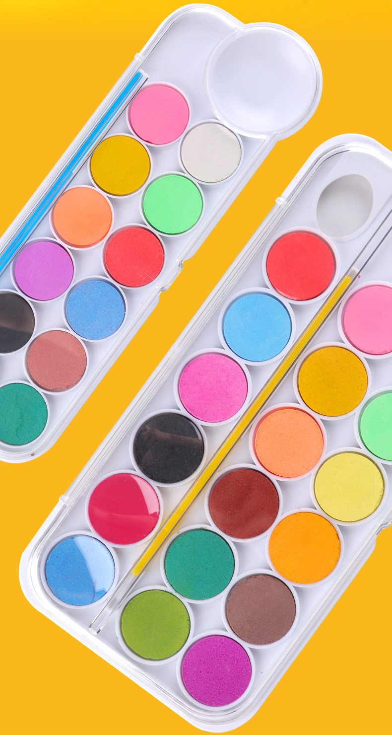 智高12色水粉颜料带笔刷调色盘美术生儿童绘画入门可调色颜料套装