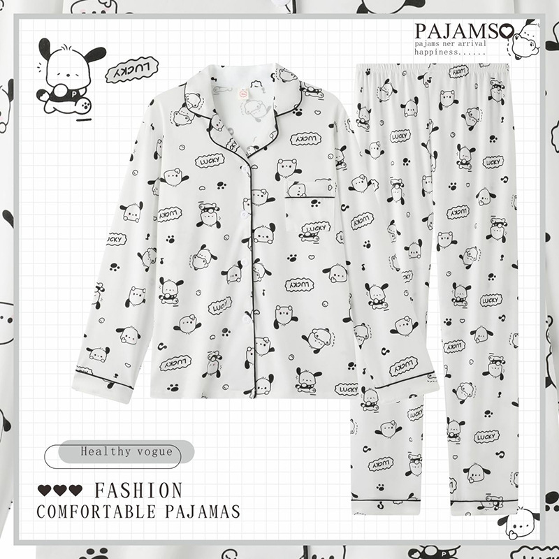 Clow M Pajamas Women's Spring and Autumn Cotton Long Sleeve Cute Cartoon Japanese Ins Student Homewear Winter Suit