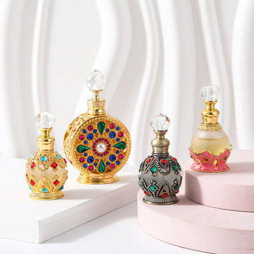 空瓶!高档复古香水瓶高颜值金属精油瓶迪拜香水分装瓶带玻璃滴棒