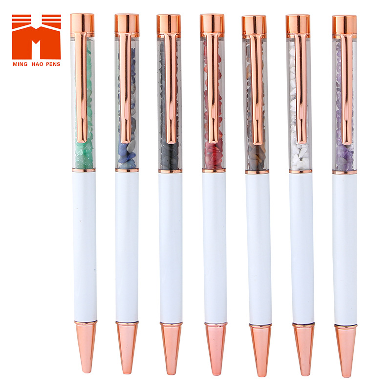 Gem Ballpoint Pen Metal Pen Natural Stone Accessories Fashion Pen in Stock New Product