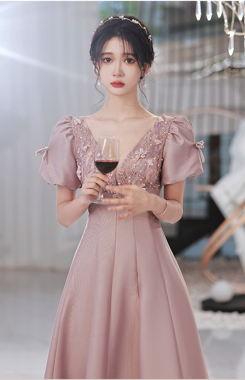 晚礼服2022新款敬酒服缎面礼服裙长款轻奢宴会伴娘连衣裙平时可穿