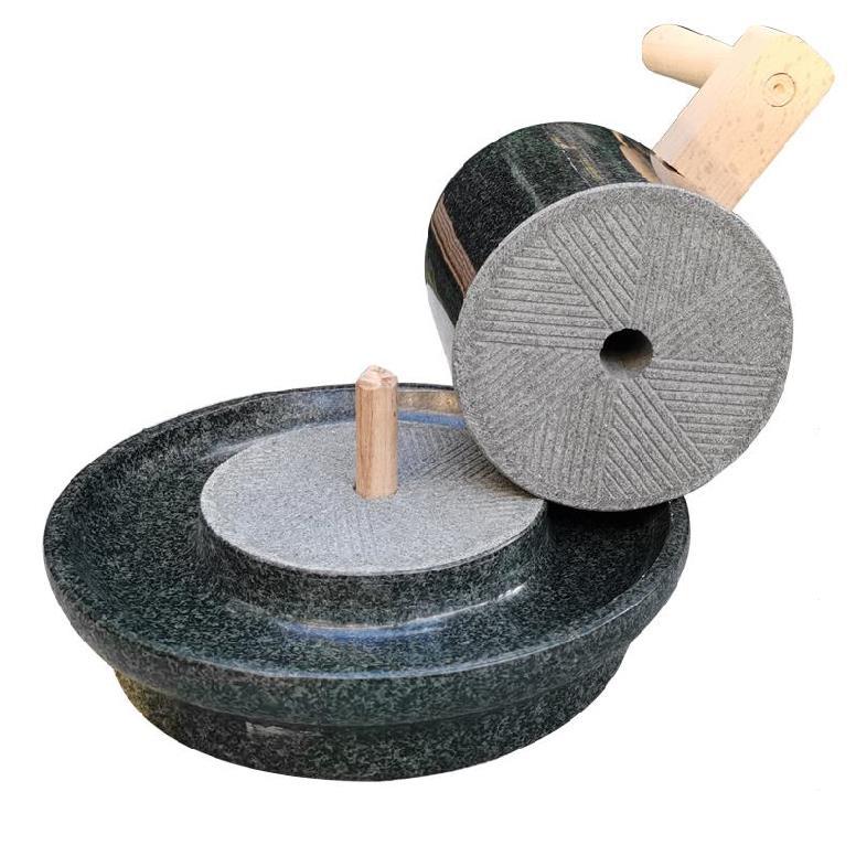 天然青石茶磨中式复古磨茶粉抹茶宋代点茶石臼家用茶道迷你石磨