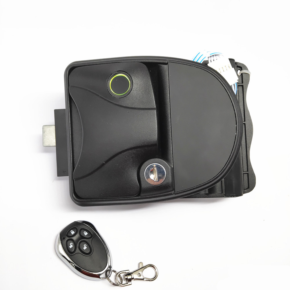 汽车房车门锁新款指纹感应解锁遥控房车锁 改装客车电子防盗门锁