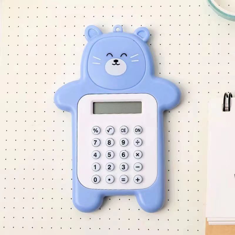 Mini Cartoon Student Calculator Cute Colorful Bear Rubber Button 8-Digit Digital Display Mini-Portable Computer