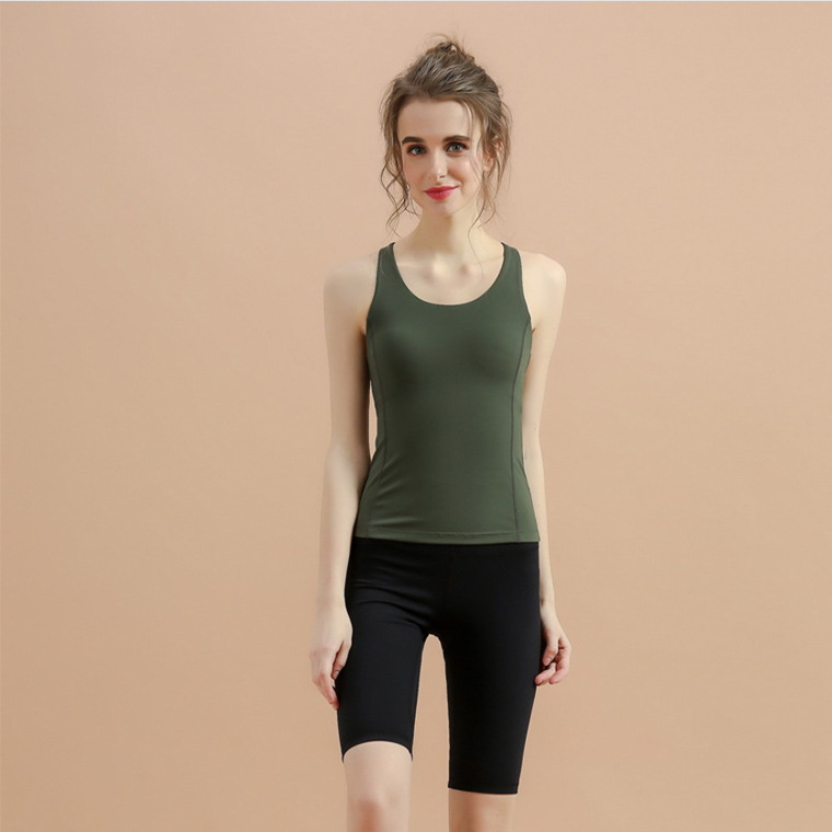 露露瑜伽服紧身运动背心女夏天薄款气质美背显瘦背心带胸垫2033