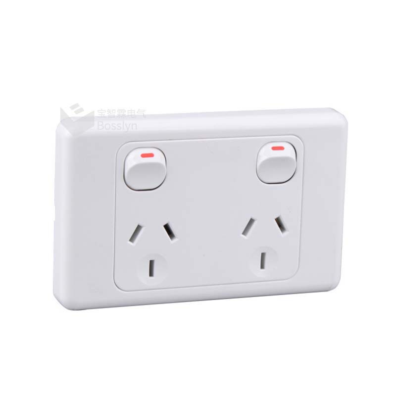 118型澳规开关插座10a双极双控墙壁插座2开6孔房车家用澳式插座