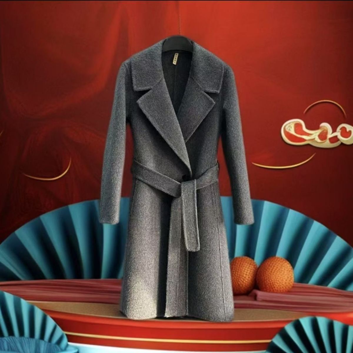 羊毛2025新款羊毛大衣加厚修身腰带过膝小个子羊毛外套
