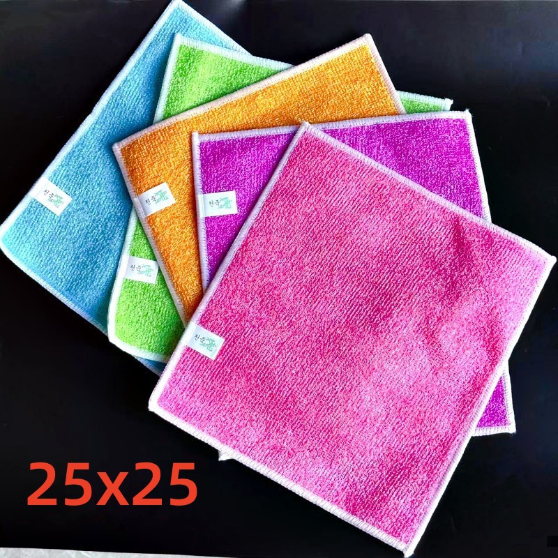 25x25 大号竹纤维洗碗布 彩色不沾油洗碗布 1元2元店货源批发