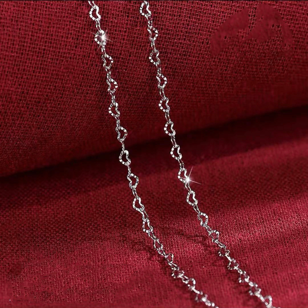 S999 Sterling Silver Necklace Women's Light Luxury High-Grade Sweater Chain Pendant Niche Korean Style Retro Simple Pure Silver Clavicle Chain