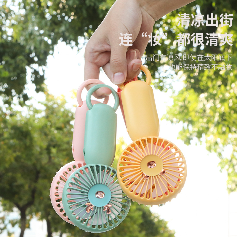 Cartoon with Light Little Fan Handheld Rechargeable New Drip Entity Opening Gift Portable Pocket Fan Wholesale