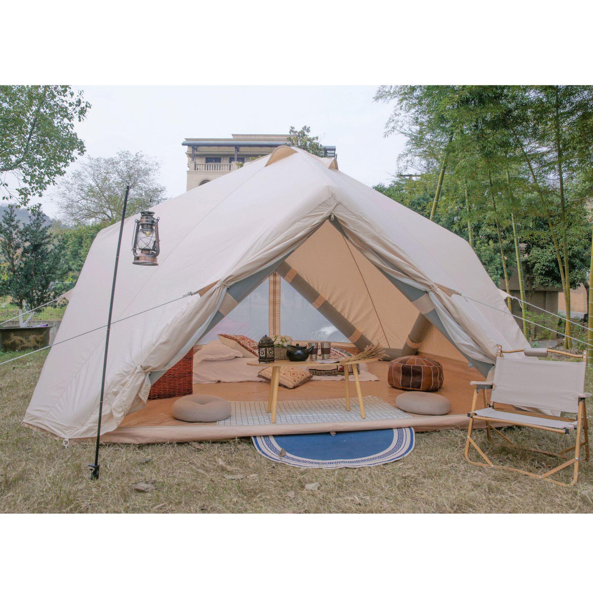 全棉帆布pvc管免搭建6人充气帐篷野营防雨户外露营帐篷野餐批发