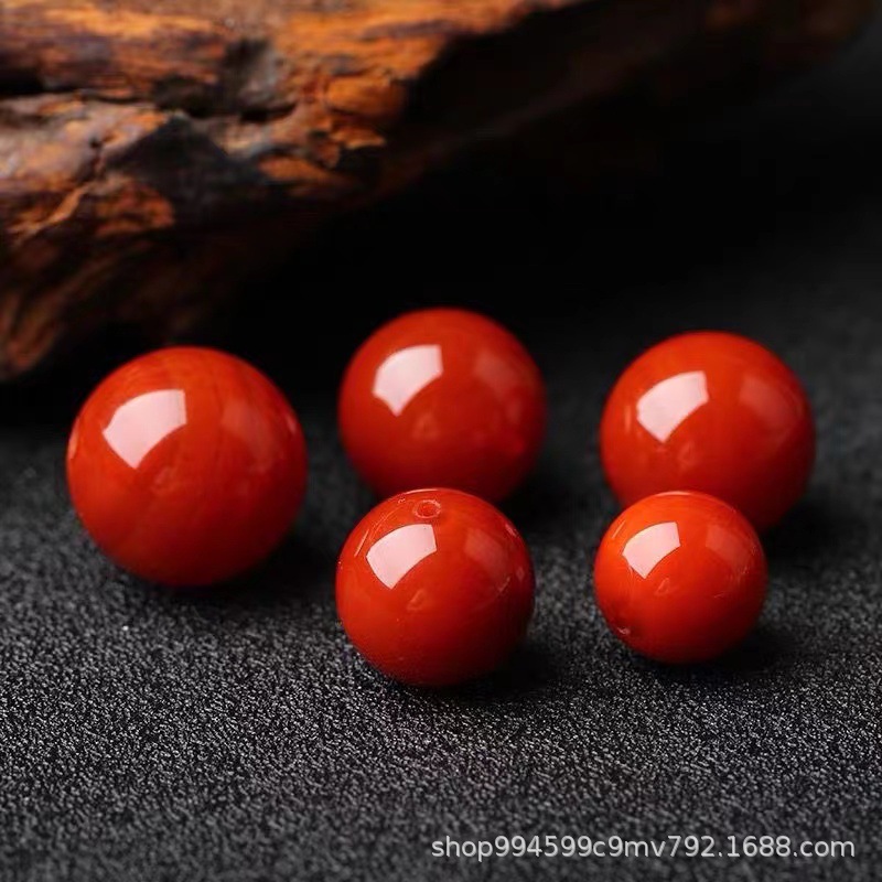 南红玛瑙珠子散珠 火焰纹单珠文玩串佛珠配珠diy多宝手链项链配饰