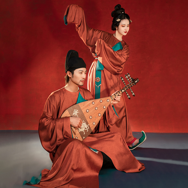 阿谣唐制圆领袍原创风情侣cp双面汉服春秋冬男女款