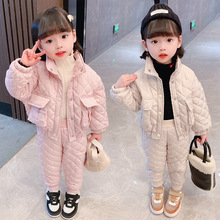 女童棉衣套装秋冬款2023新款洋气时髦儿童装保暖两件套女宝宝冬装