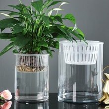 水培植物玻璃瓶子透明直筒圆柱形花瓶简约绿萝花盆白掌水养缸咖佑