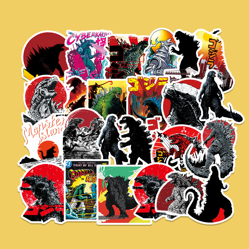 51张哥斯拉涂鸦贴纸卡通行李箱笔记本电脑吉他汽车摩托车装饰贴纸