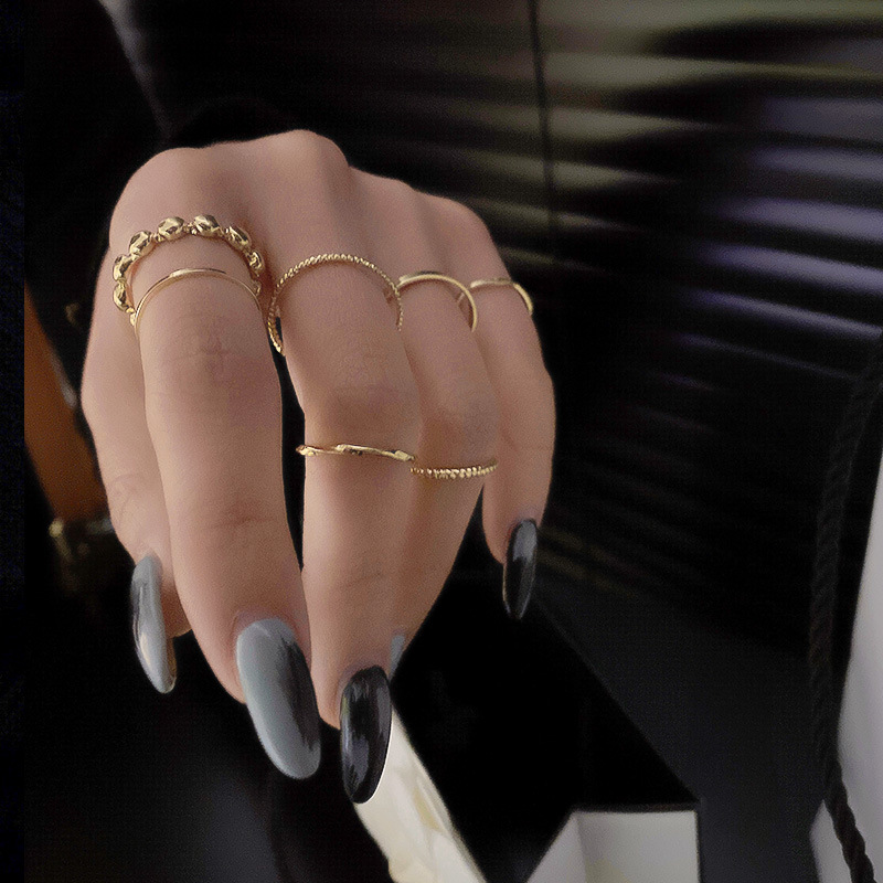 Korean Fashion Ring Set Suit Female Personality Ins Trendy Simple Temperamental Index Finger Ring Knuckle Ring Niche