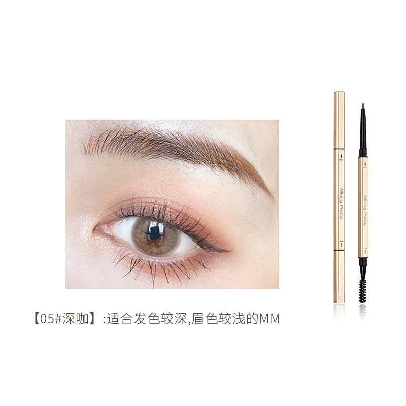 Small Gold Bar Eyebrow Pencil Small Gold Chopsticks Double-Headed Eyebrow Pencil Triangle Extremely Thin Double-Headed Eyebrow Pencil Waterproof and Durable Not Smudge