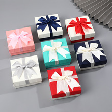 正方形皮纹蝴蝶结礼盒情人节礼物包装盒商务礼品包装盒首饰空盒子