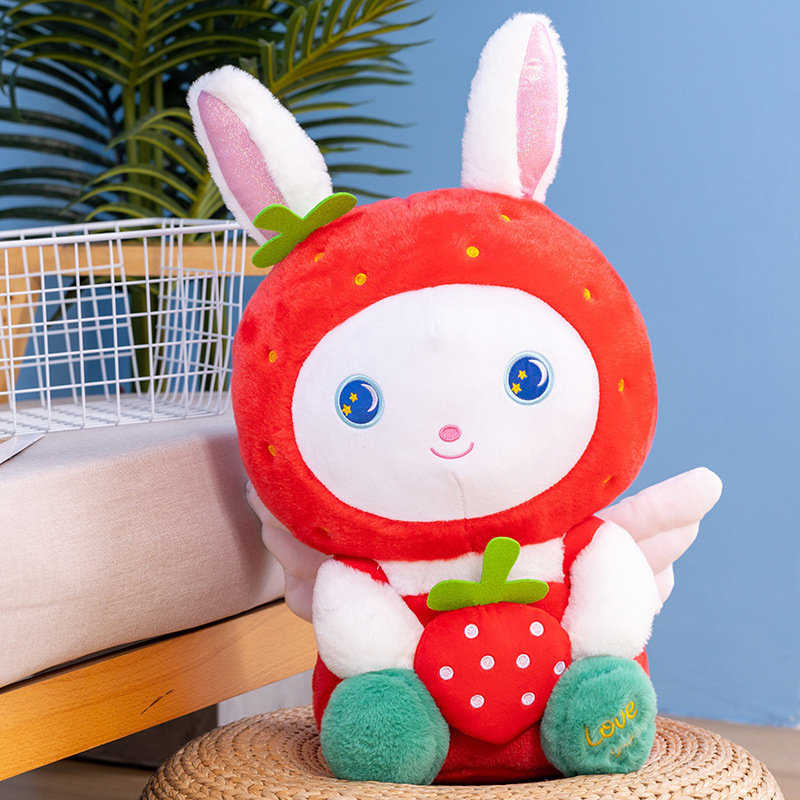可爱水果兔子粉塔兔公仔背包小白兔毛绒玩具变身草莓西瓜儿童玩偶