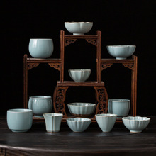 手工汝窑茶杯系列中式复古风家用陶瓷主人杯品茗杯功夫茶壶单人杯
