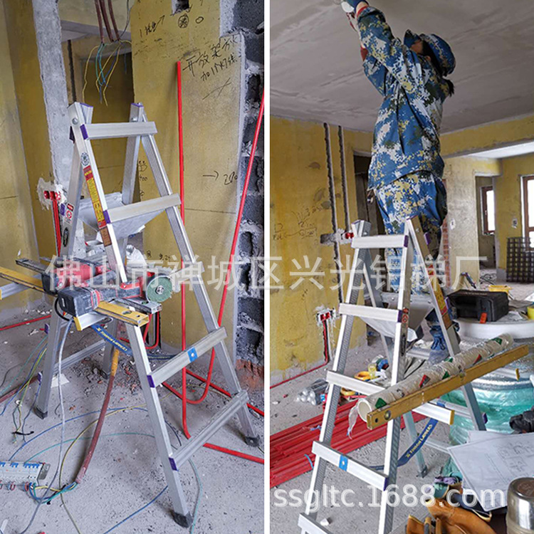 Foshan Xingguang Brand Thickened Walking Trestle Ladder Welding Aluminum Alloy Ladder Household Stairs Folding Aluminum Ladder Engineering Ladder