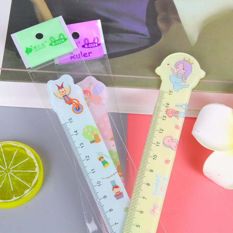Cartoon Shaped Ruler Drawing Measuring Tool Student Ruler 15cm a Scale Children Gift Transparent Plastic Ruler