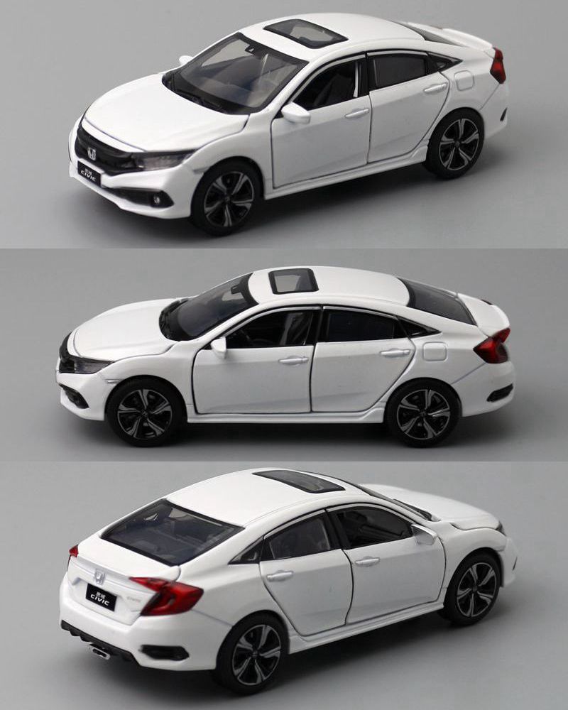 jkm玩具合金汽车模型1:32本田2019思域轿车声光六开门盒装