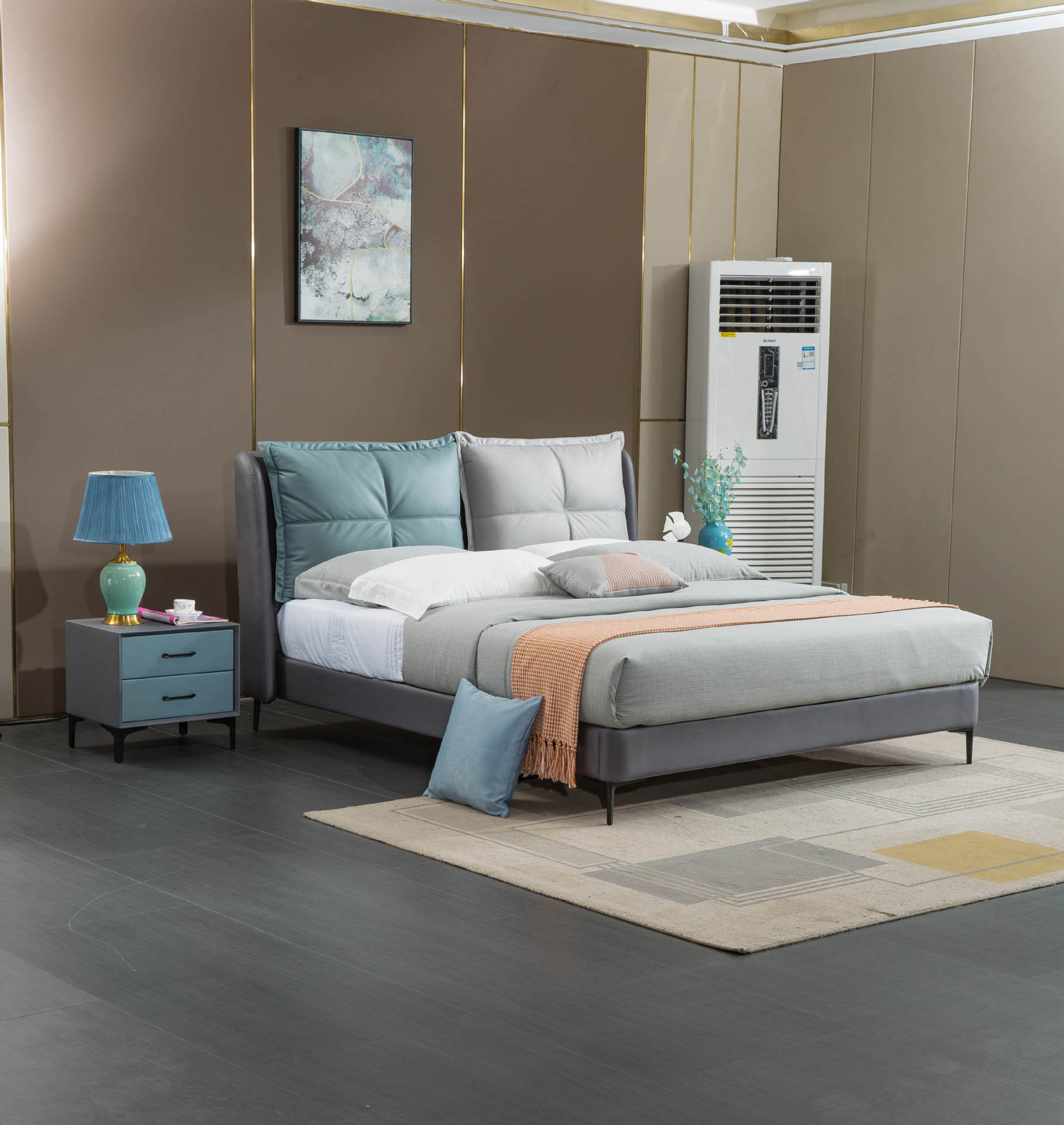 布艺床北欧轻奢双人床实木婚床意式极简科技布简约现代主卧双人床