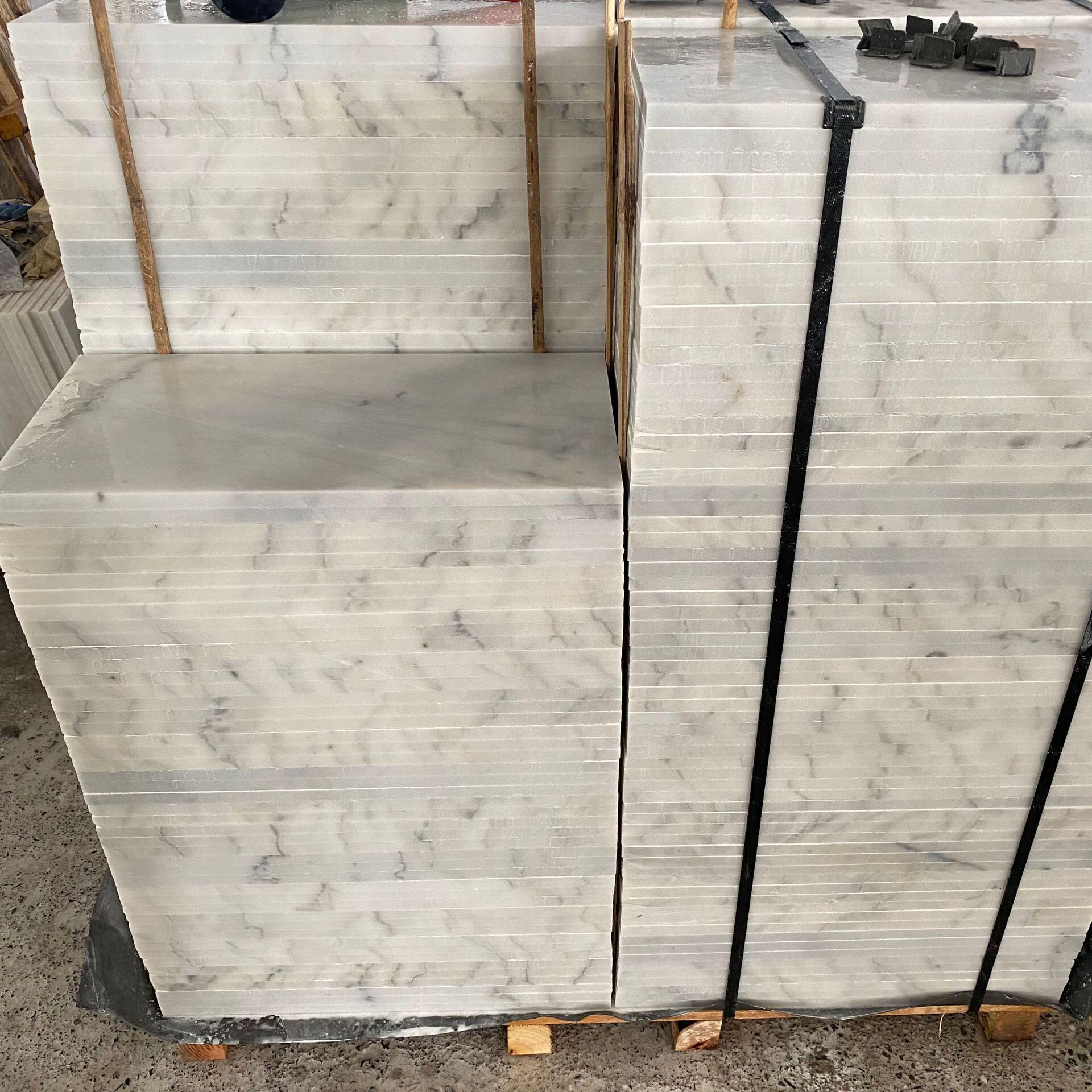 广西白色天然大理石板材云白石地板砖餐厅后厨房地面防滑户外墙砖