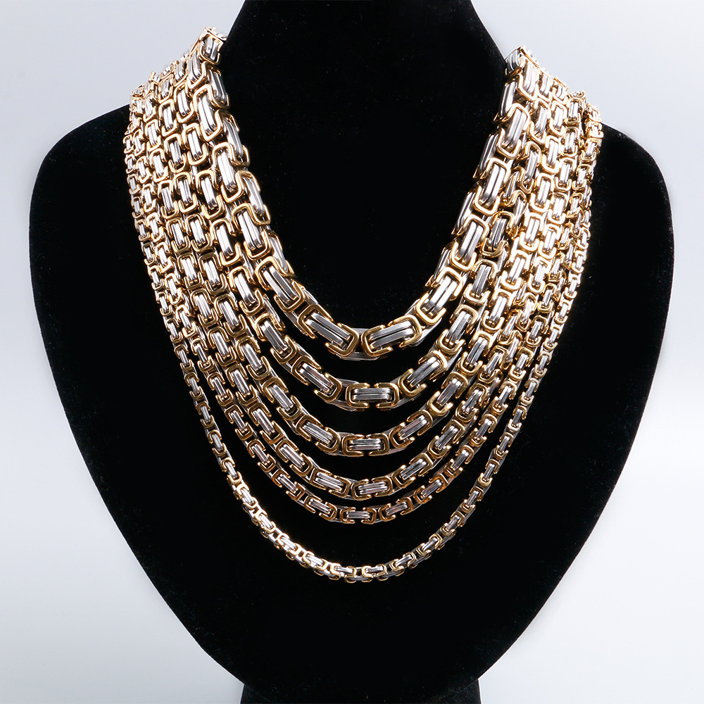 个性夸张男士间金钛钢项链 粗狂霸气帝王链男链 不锈钢饰品批发