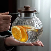 家用办公透明树皮纹凉水壶 大容量果汁壶 高硼硅玻璃透明凉水壶