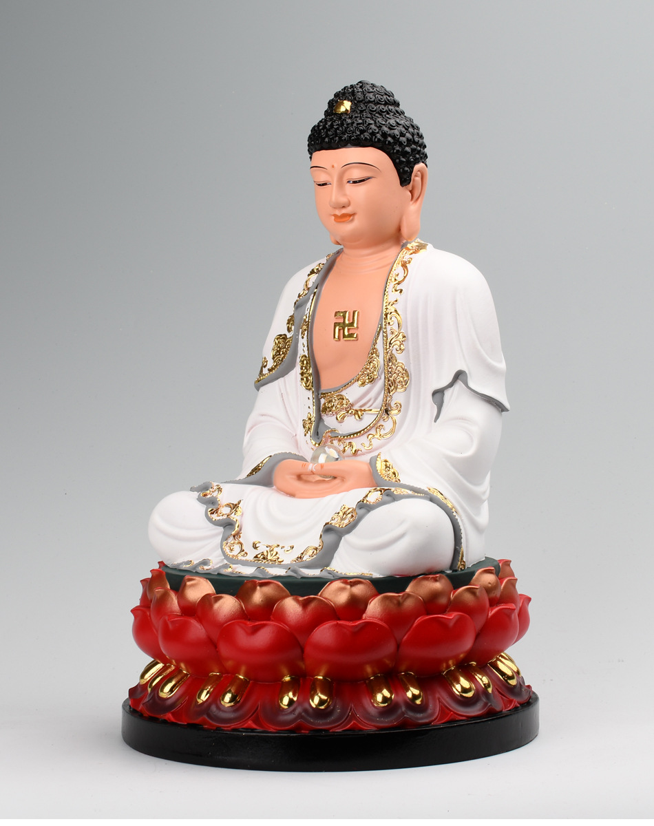 娑婆三圣佛像白衣佛祖观音菩萨地藏王神像释迦牟尼佛像树脂摆件