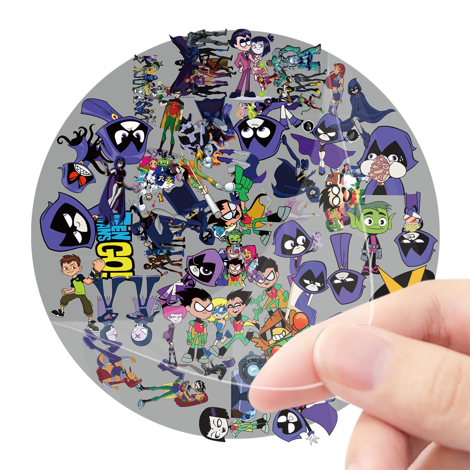 50张uv转印贴纸 经典卡通少年泰坦出击 亚克力钥匙扣挂件立牌标签