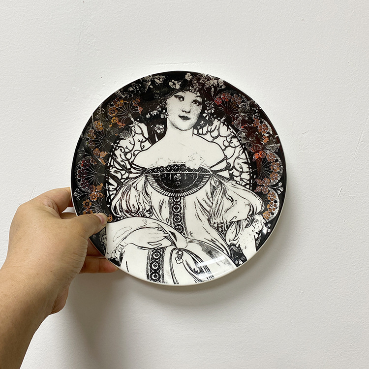 Decorative Tray Ceramic 8-Inch Plate Home Living Room Background Wall Hanging Plate Decoration Art Face Plate Desktop Decoration Plate